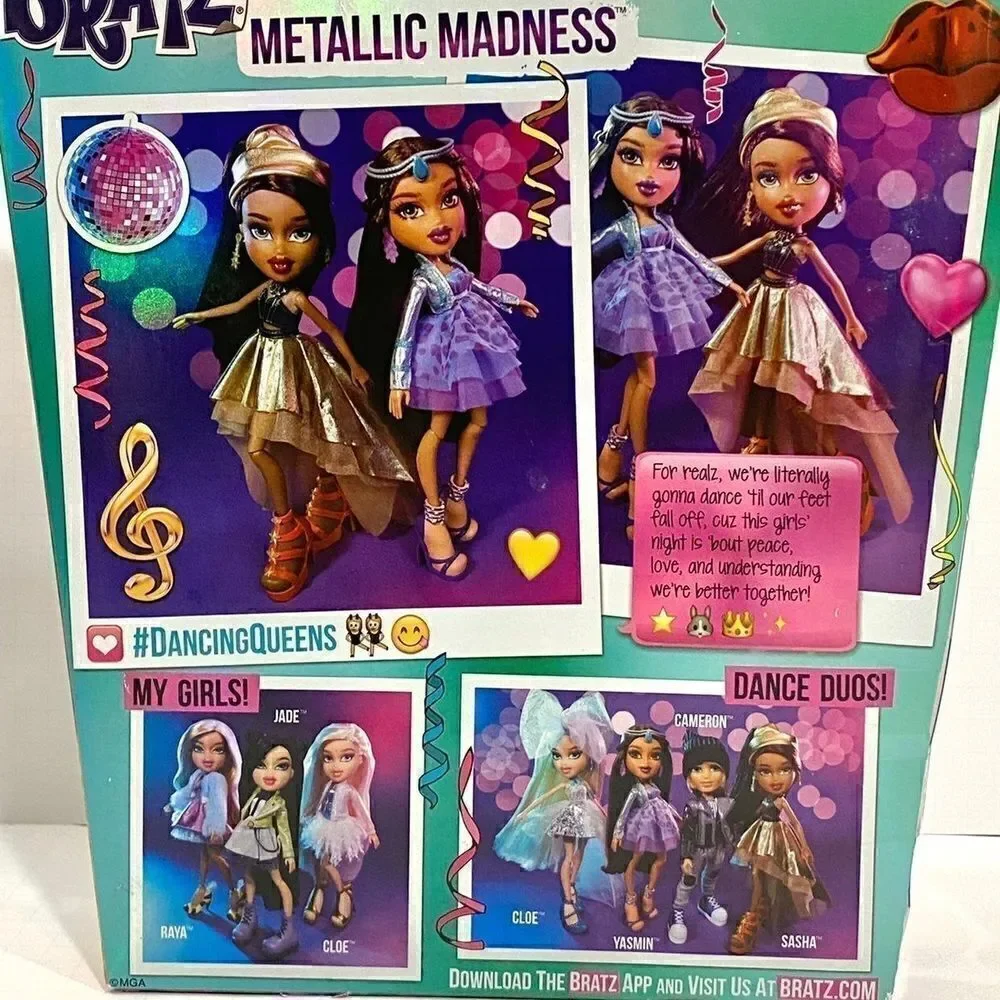 NIB BRATZ Yasmin & Sasha Metallic Madness 2 Dolls & Accessories Set.